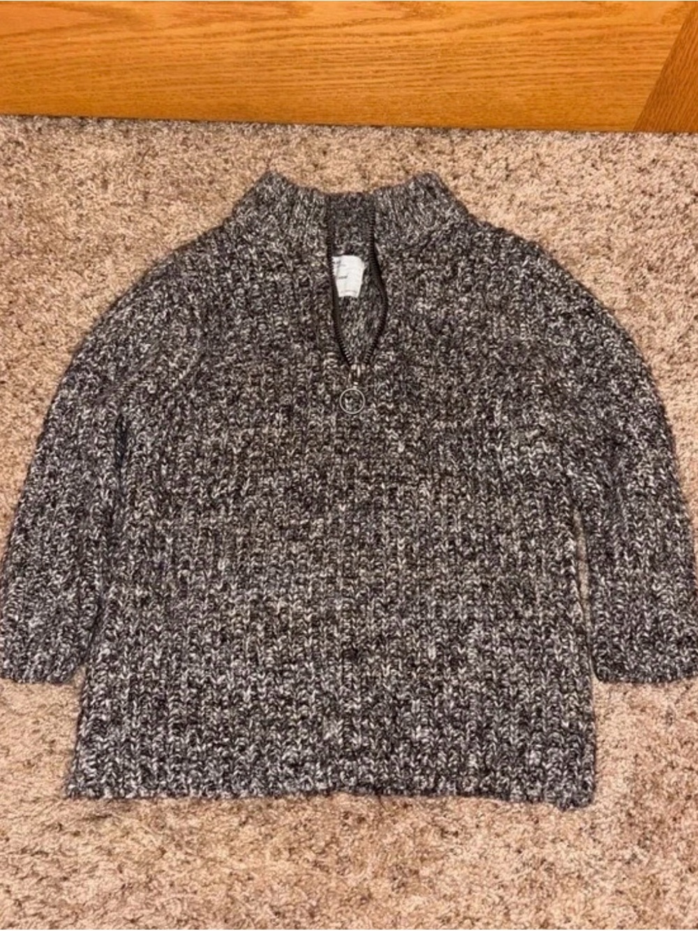 Zara Kids Marled Gray Half-Zip Chunky Sweater